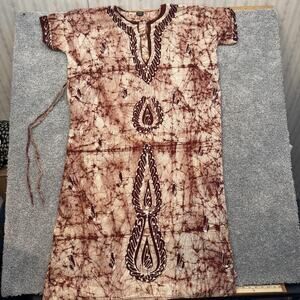 Caribbean Caftan Dress Free Size Boho Batik Tie Dye Maxi Dashiki Festival Beachy